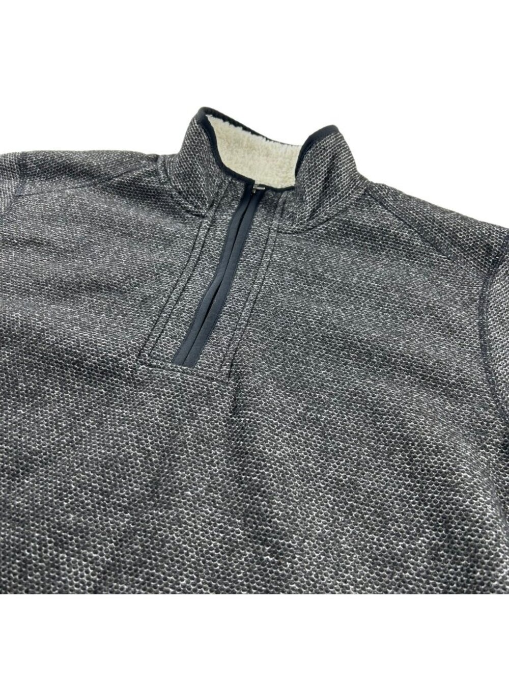 Orvis Men's 1/4 Zip Thick Sherpa Lined Pullover Sweater Gray • Large
